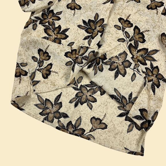 Vintage Alfred Dunner 90s blouse, size 14 beige floral blouse 1990s button down - Picture 4 of 9